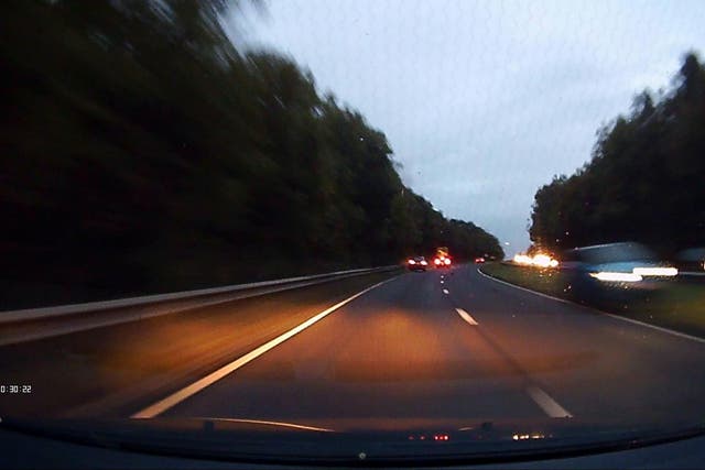 A vehicle speeds the wrong way down the A413 dual carriageway in Gerrards Cross