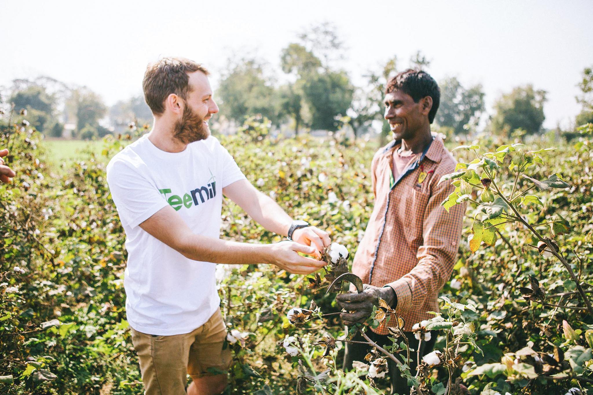 Mart visits a cotton field in India