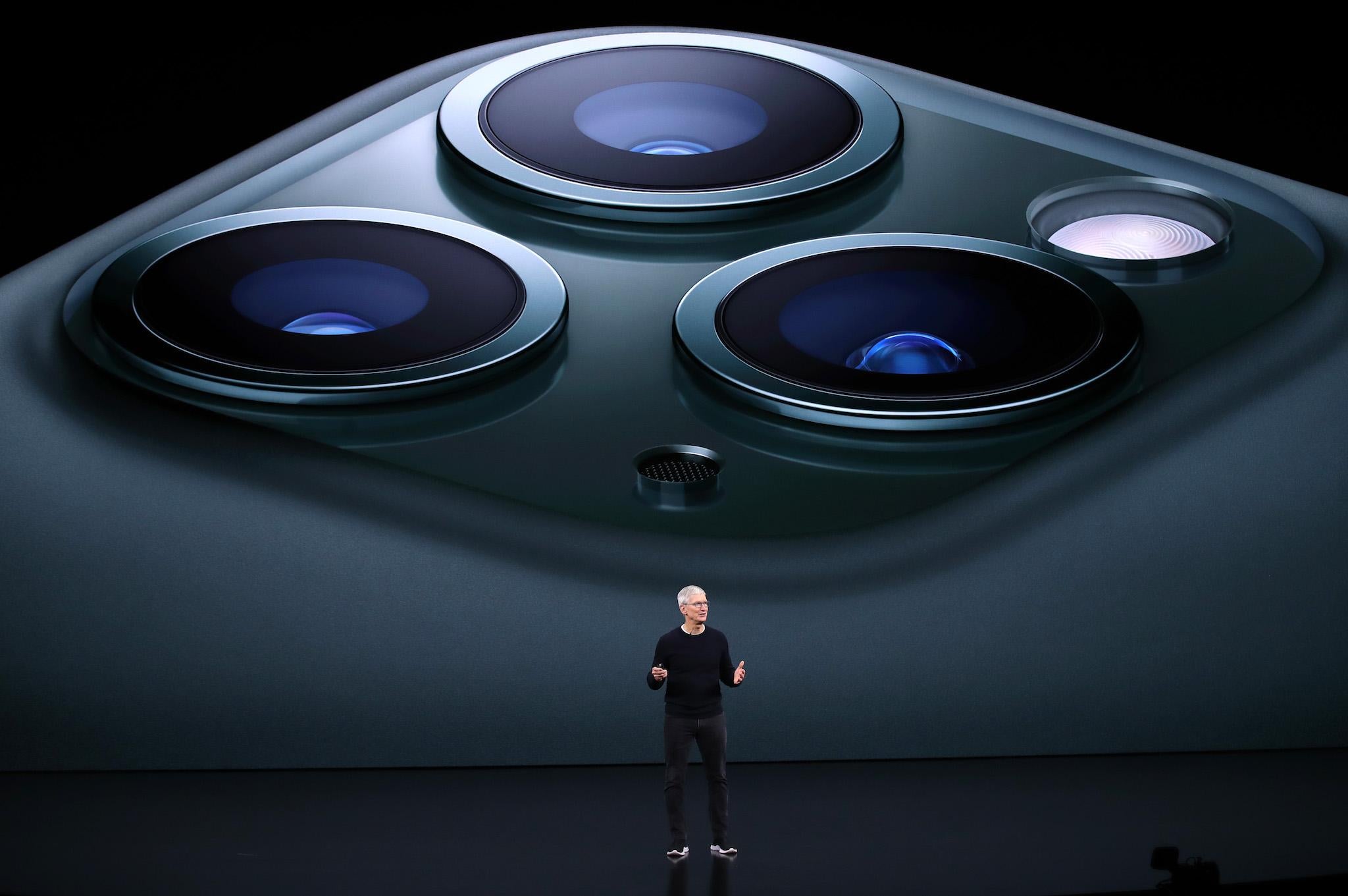 Apple's senior vice president of worldwide marketing Phil Schiller talks about the new iPhone 11 Pro during a special event on September 10, 2019 in the Steve Jobs Theater on Apple's Cupertino, California campus