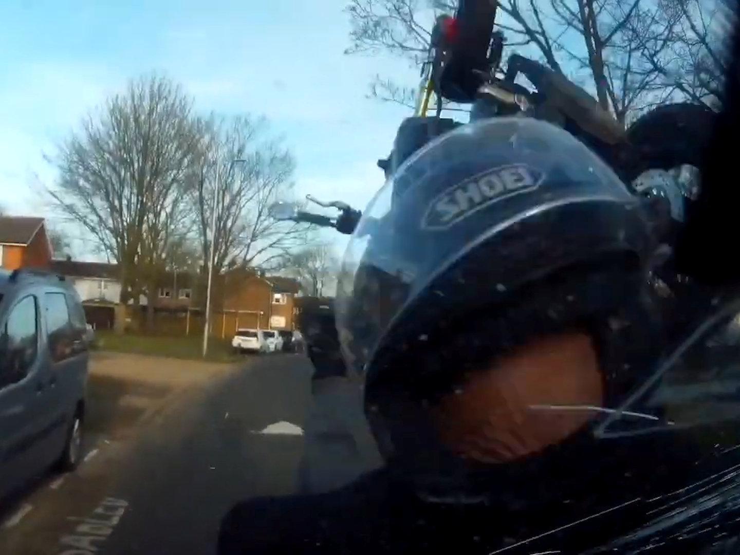 Drunk motorcyclist filmed slamming into oncoming car