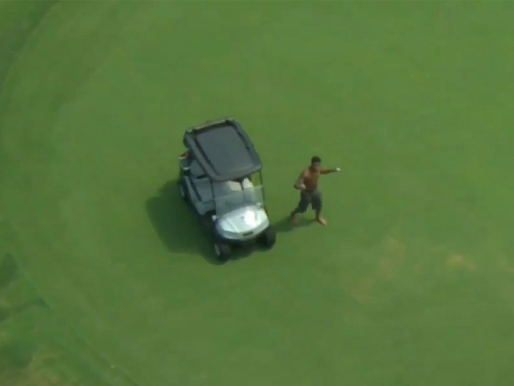 Fleeing suspect tries to outrun police helicopter in stolen golf cart