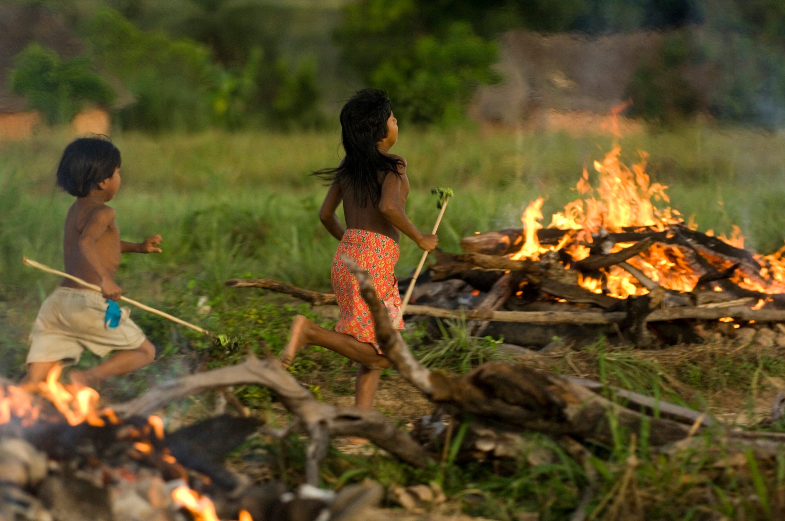 Young Kraho children at the Kraho settlement in Tocantins state, Brazil