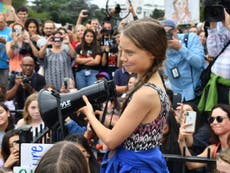 Greta Thunberg marches in front of White House