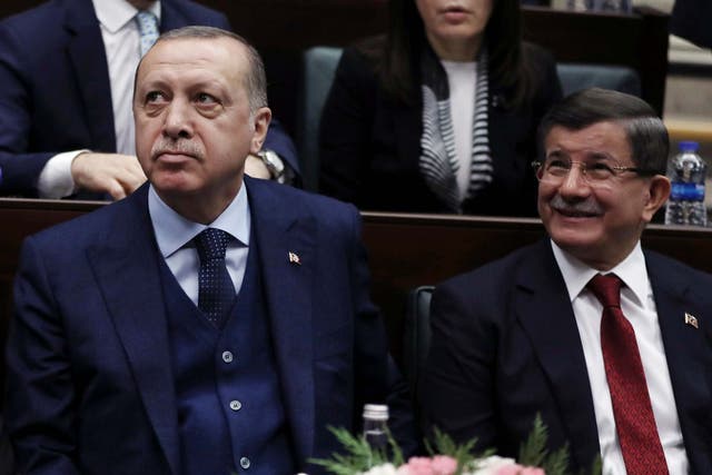 Turkey's President Recep Tayyip Erdogan, left, and former Prime Minister Ahmet Davutoglu, in January 2018