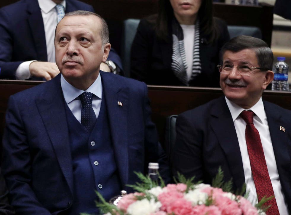 Turkey's President Recep Tayyip Erdogan, left, and former Prime Minister Ahmet Davutoglu, in January 2018
