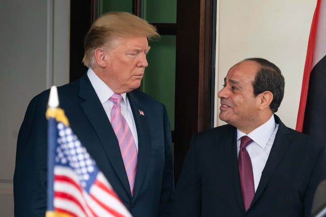 Donald Trump welcomes Egyptian President Abdel Fattah el-Sisi to the White House for a bilateral meeting in Washington, DC