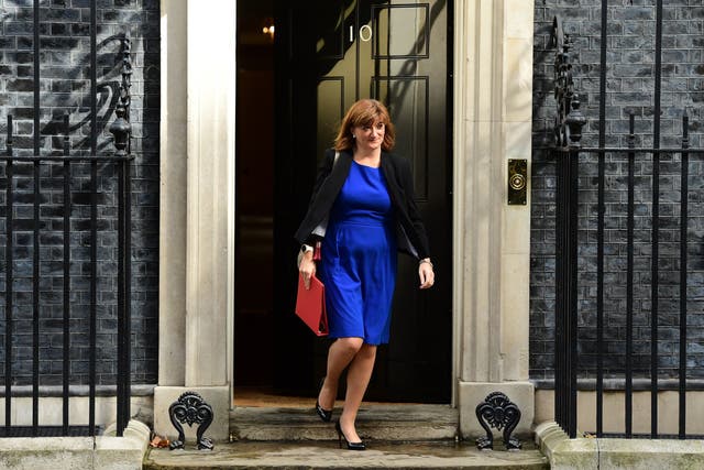 Nicky Morgan leaves after a cabinet meeting at Downing Street