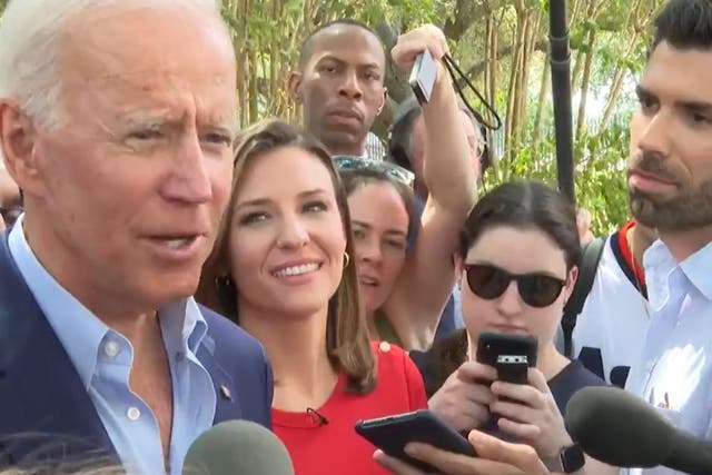 Joe Biden takes questions from reporters