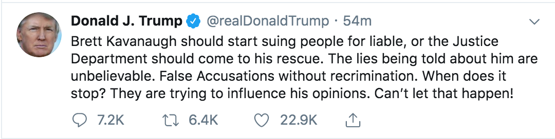 The now-deleted tweet from Mr Trump, in which he misspelled "libel"