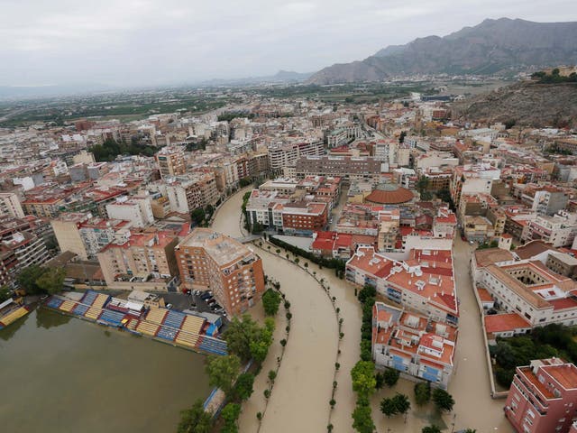 The city of Orihuela in Alicante was flooded when a neighbouring river burst its banks in several places