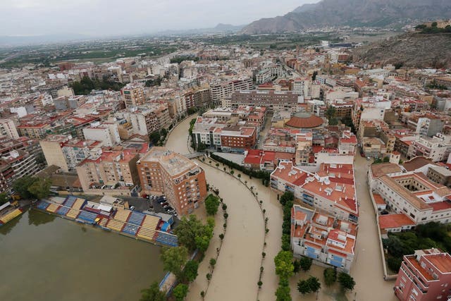 The city of Orihuela in Alicante was flooded when a neighbouring river burst its banks in several places