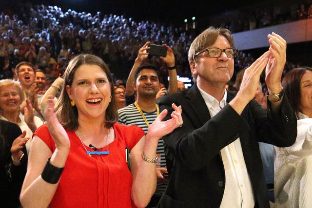 Liberal Democrat leader Jo Swinson with European Parliament's Brexit co-ordinator Guy Verhofstadt