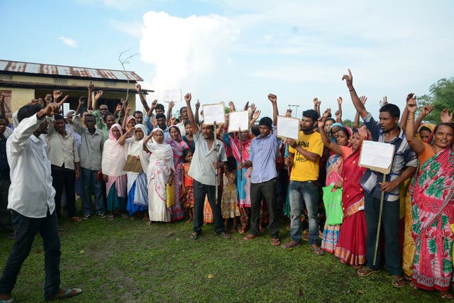 Villagers protest in Assam – those left off the register face detention or deportation