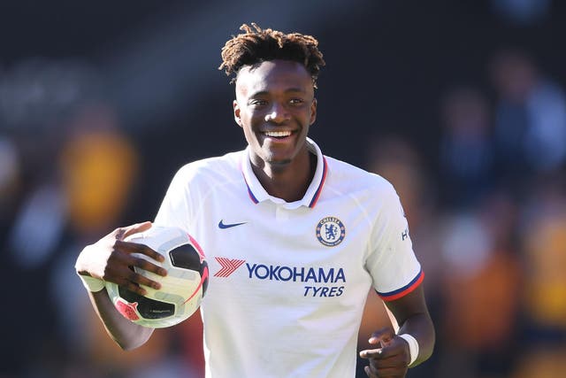 Tammy Abraham picked up the match ball after his hat-trick on Saturday vs Wolves