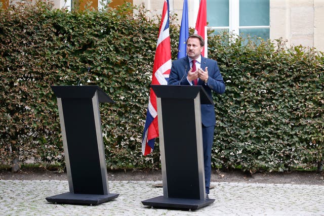 Xavier Bettel speaks to the press after meeting the British PM yesterday