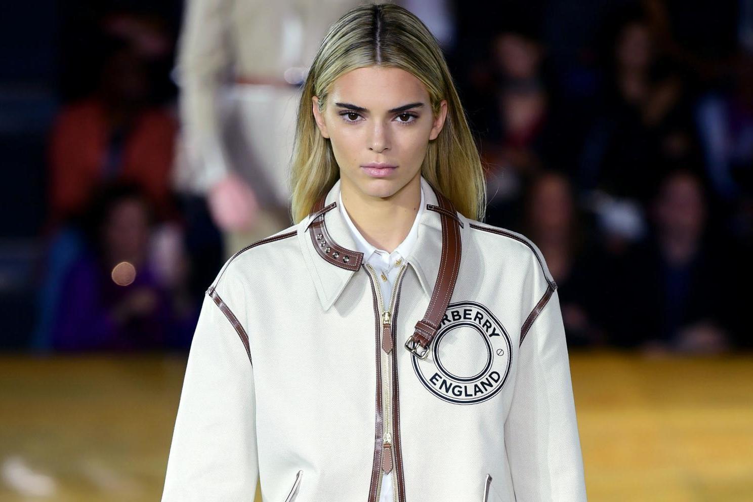 Kendall Jenner walks the runway for Burberry at LFW