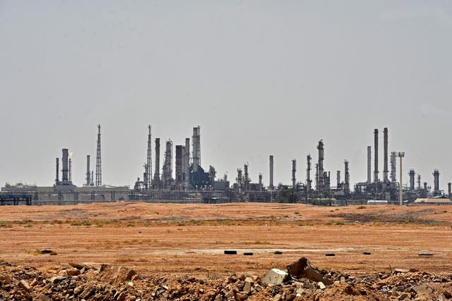 An Aramco oil facility near al-Khurj area, just south of the Saudi capital Riyadh