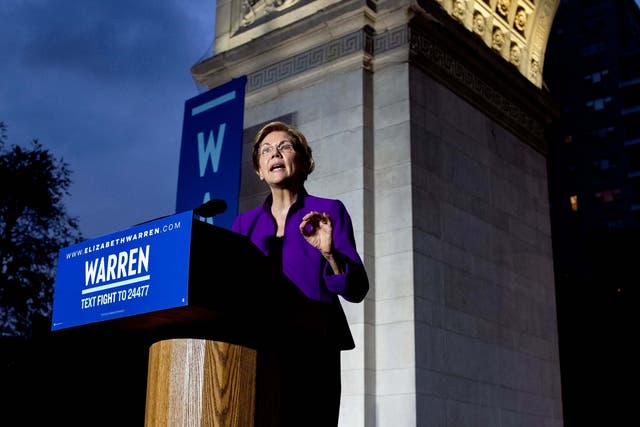 Elizabeth Warren spoke at New York City's Washington Square Park this week