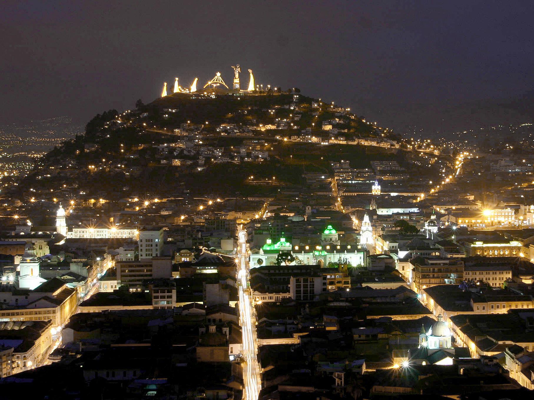 Quito, Ecuador's capital, at night