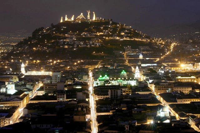 Quito, Ecuador's capital, at night