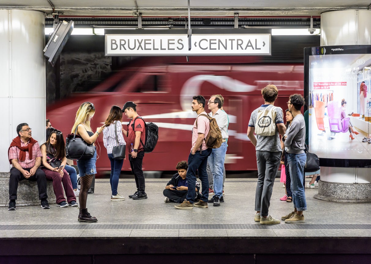 Passengers wait for a Thalys train in Brussels. KLM is offering seats on this high-speed train service