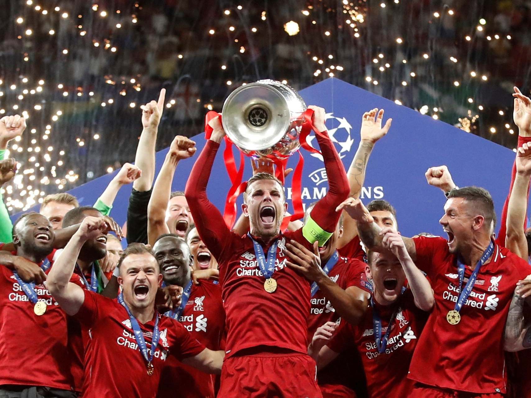 Liverpool lift the trophy in Madrid last season