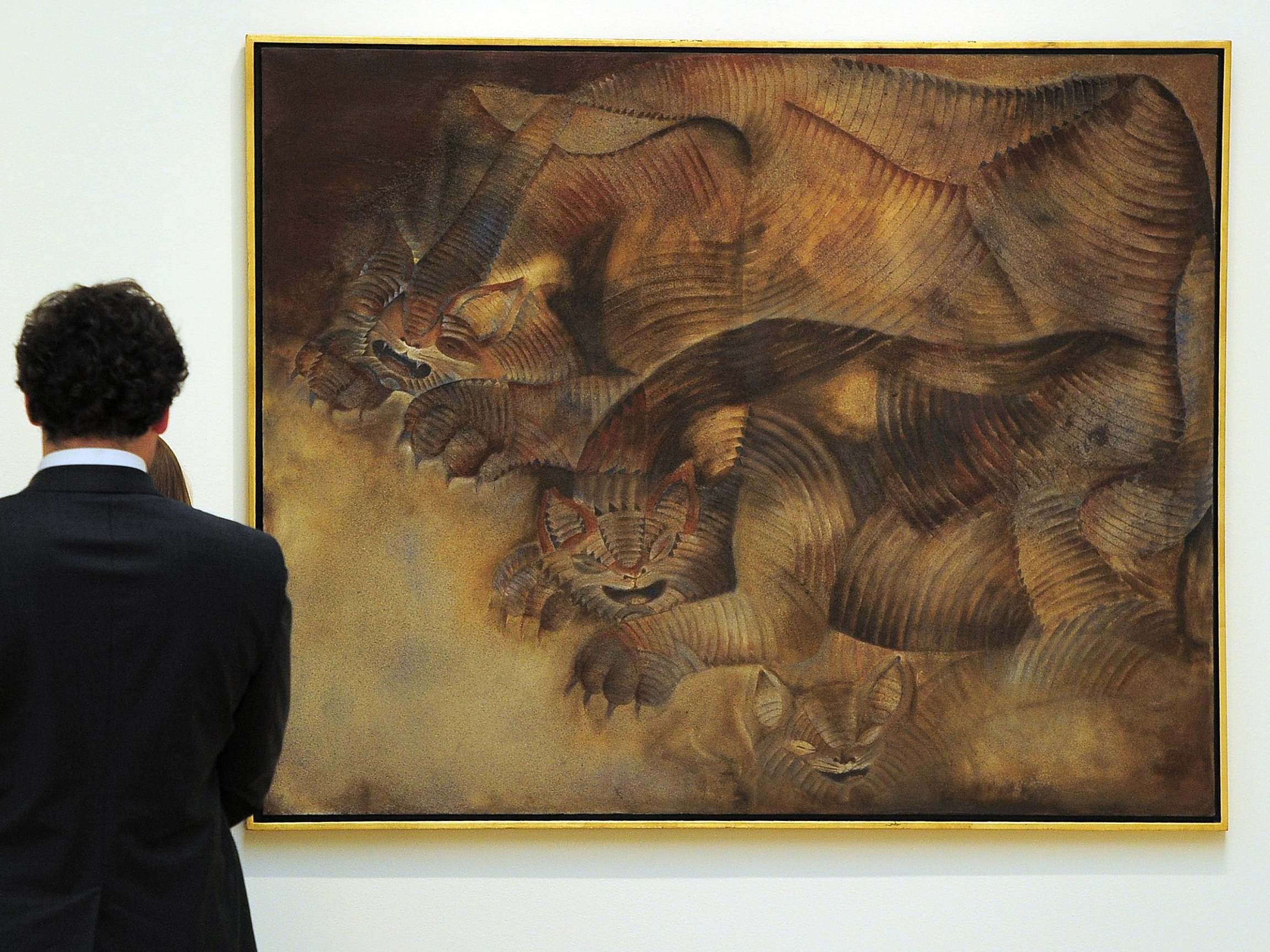 ‘Gatos Con Pesadillas’, in oil and sand, from 1975