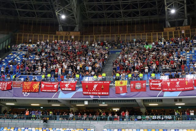 Liverpool fans traveled in good number to Naples but there was again trouble before the game