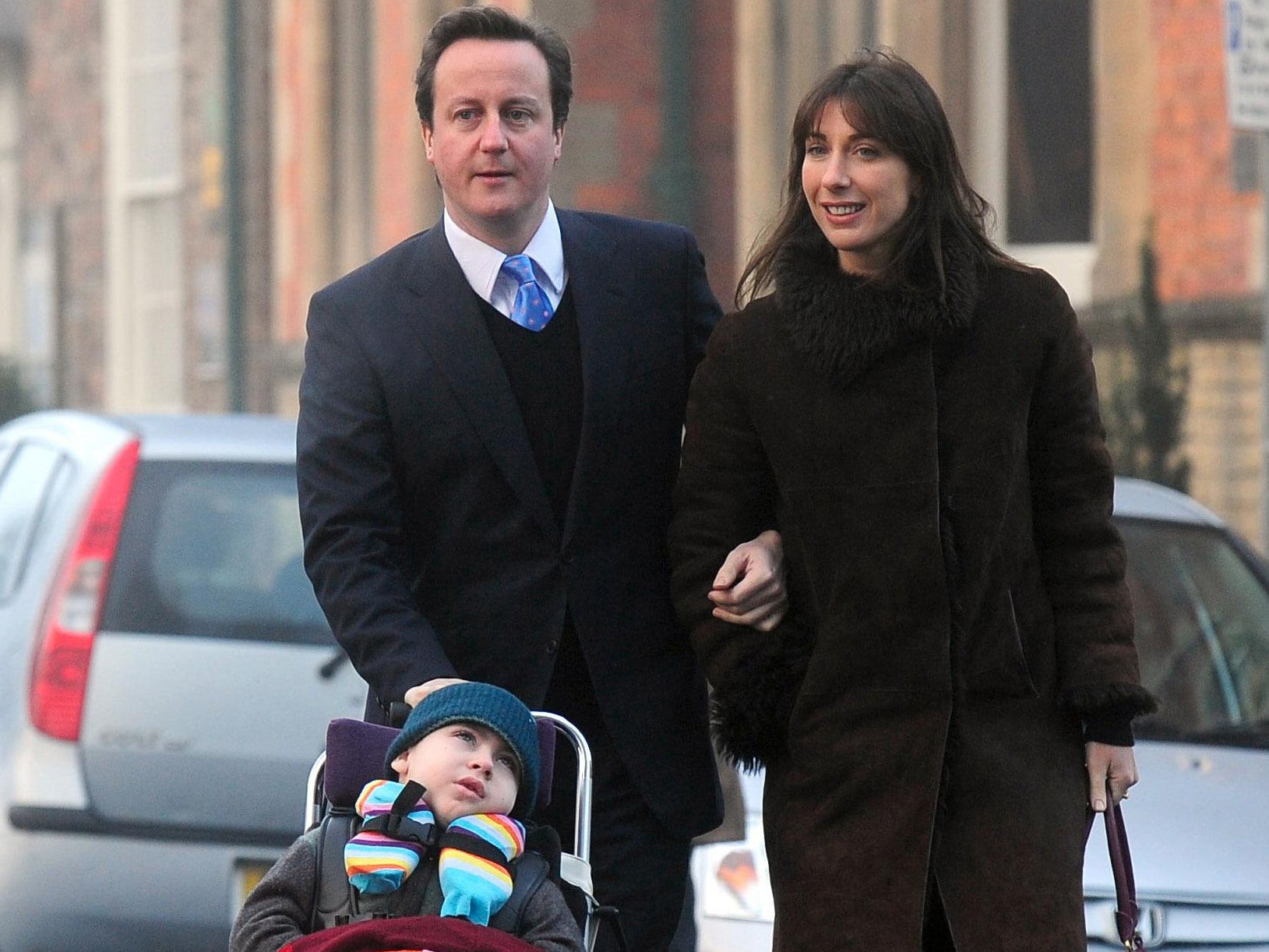 David Cameron and his wife Samatha with their son Ivan in December 2008.
