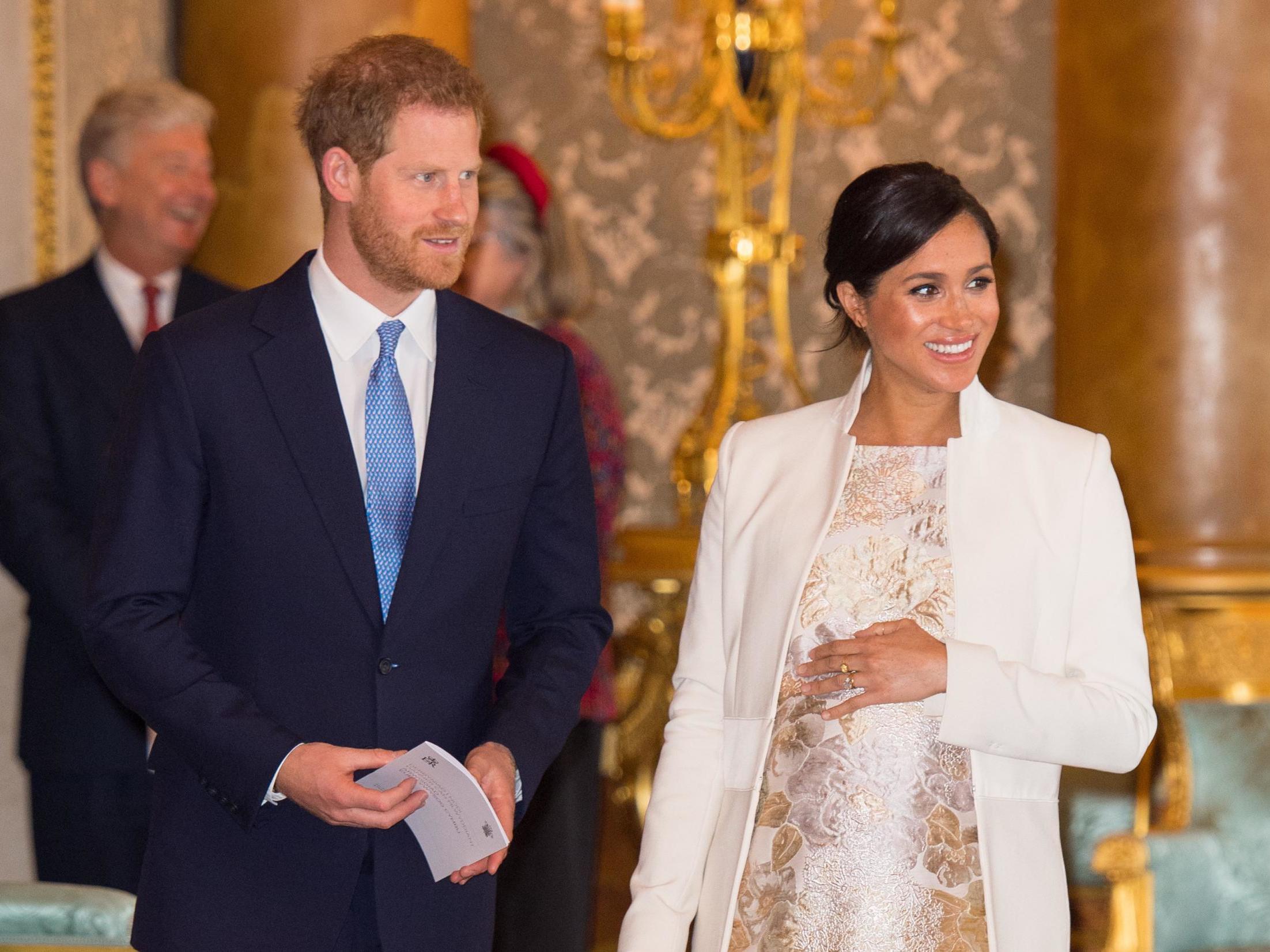 Prince Harry, Duke of Sussex, and Meghan Markle, Duchess of Sussex, at Buckingham Palace, 5 March 2019.