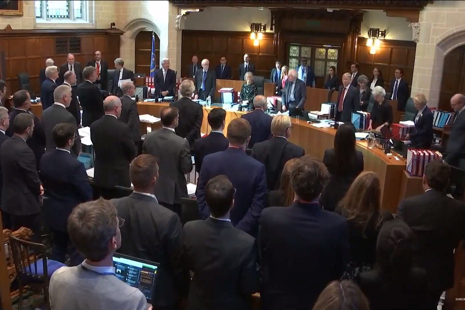 A handout made available by the Supreme Court shows the start of court proceedings on day three of the prorogation hearing