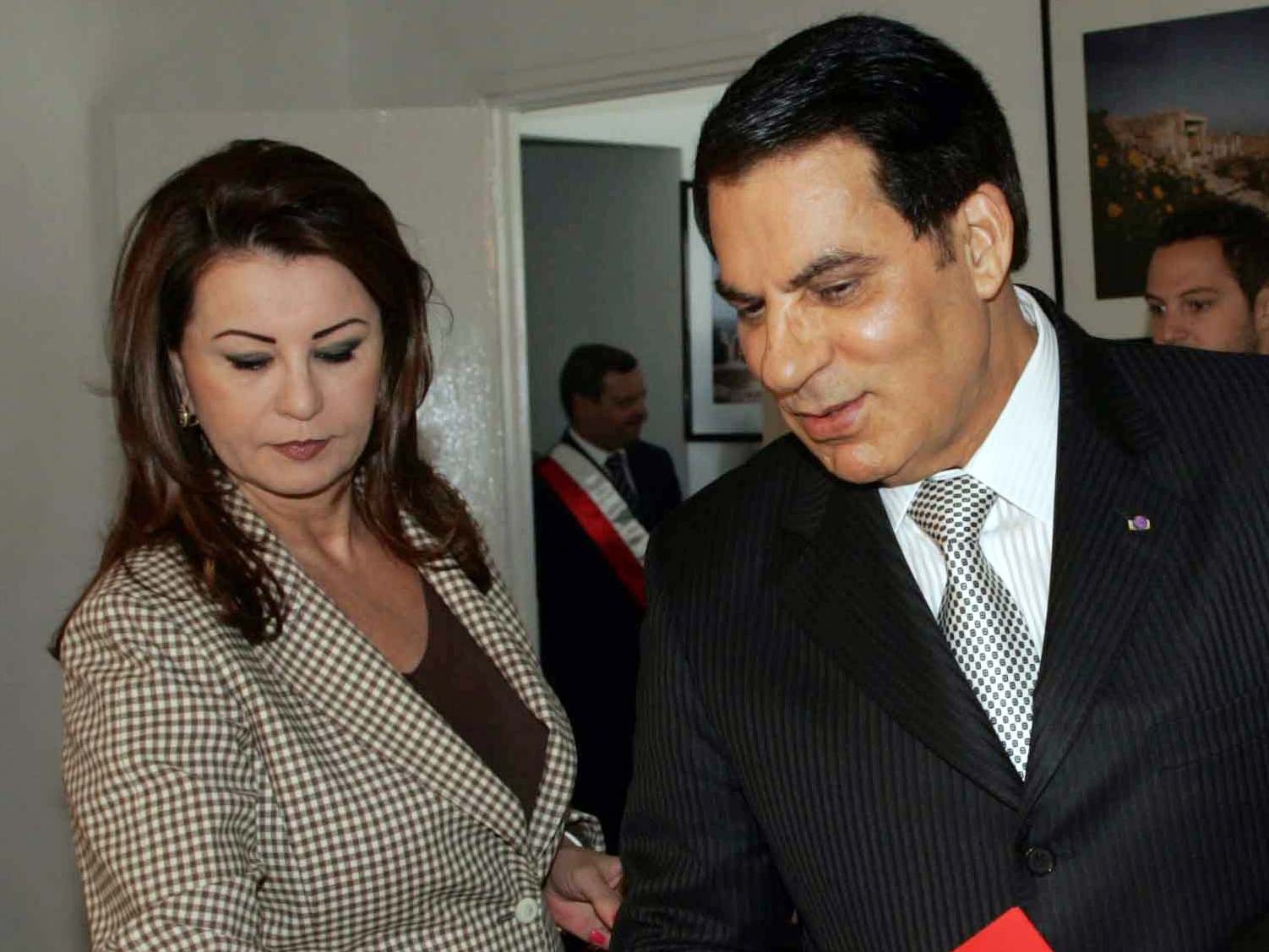 Former Tunisian president Zine El Abidine Ben Ali accompanied by his wife Leila Ben Ali during the presidential election campaign in Tunis, Tunisia, 11 November, 2010.