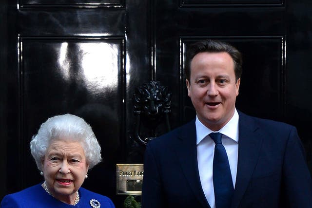 Former prime minister David Cameron greets the Queen outside Number 10 Downing Street, 18 December, 2012.