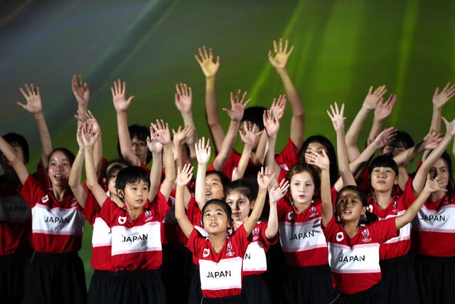 Children perform during the World Cup's opening ceremony