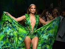 Jennifer Lopez wears iconic Versace dress at Milan Fashion Week