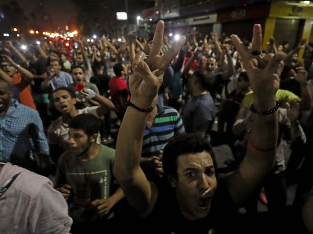 Protesters create a rare sight of dissent in Abdel Fattah el-Sisi’s Egypt as they demonstrate in Cairo on Saturday