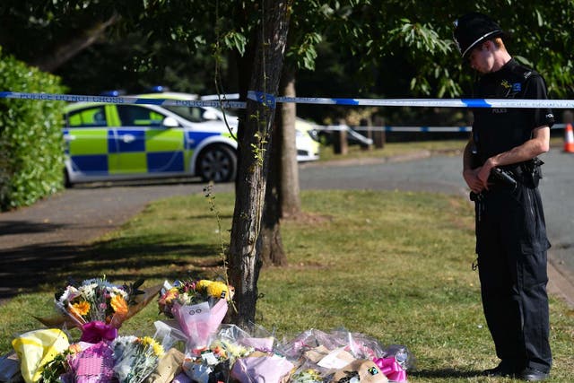 Flowers were left near the scene in Tamworth, Staffordshire