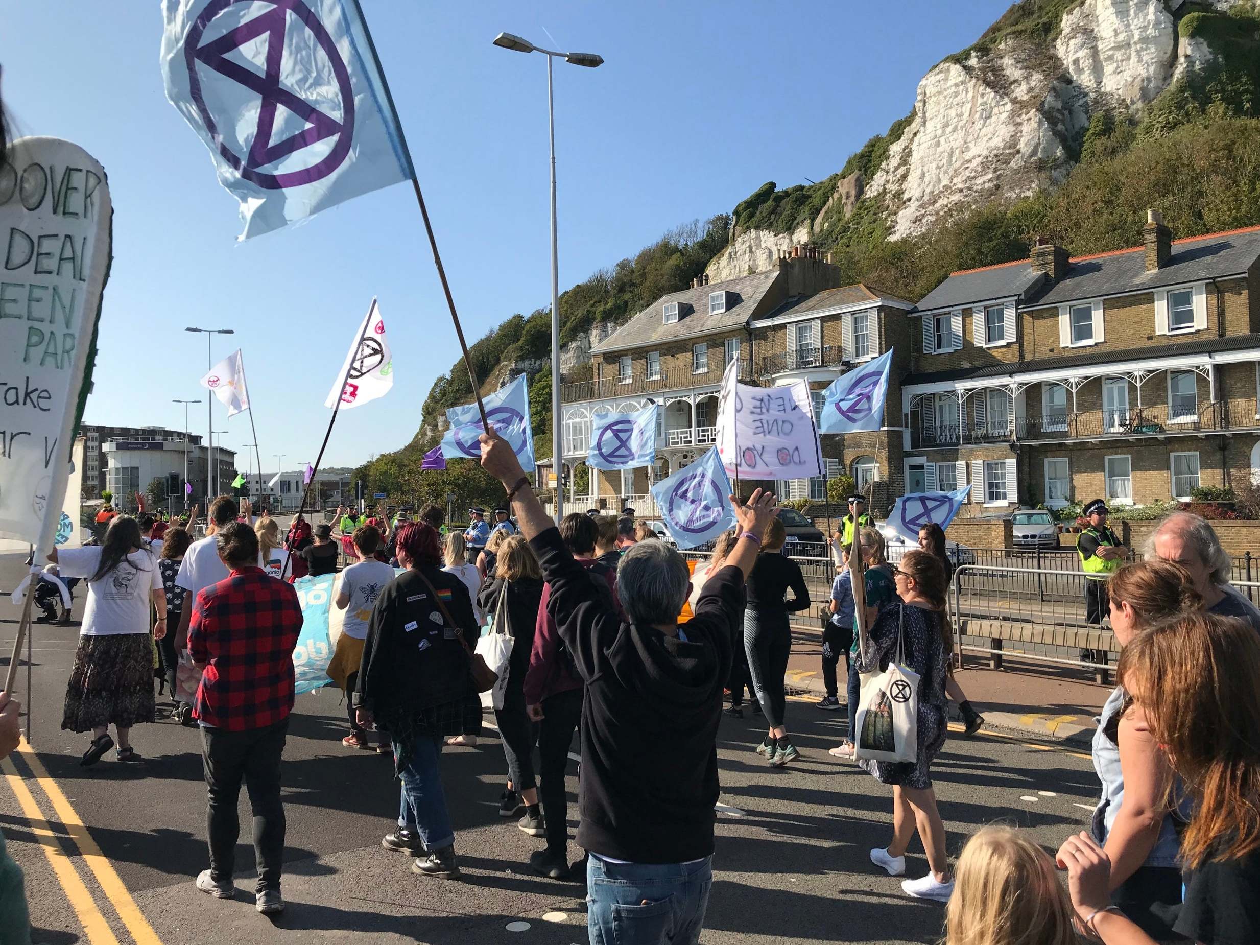 Extinction Rebellion protesters near the Port of Dover