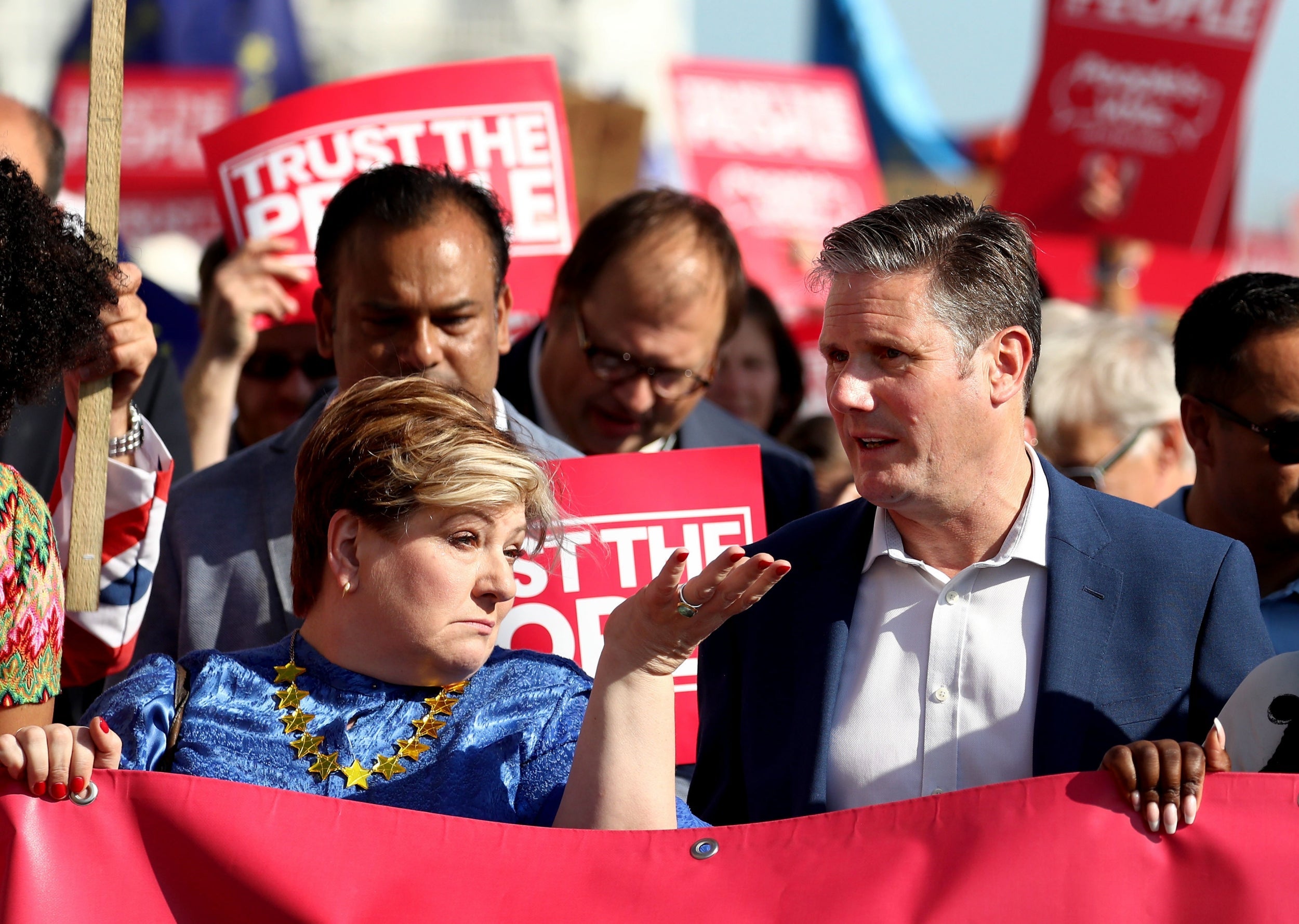 Emily Thornberry and Sir Keir Starmer march at the anti-brexit Trust the People rally