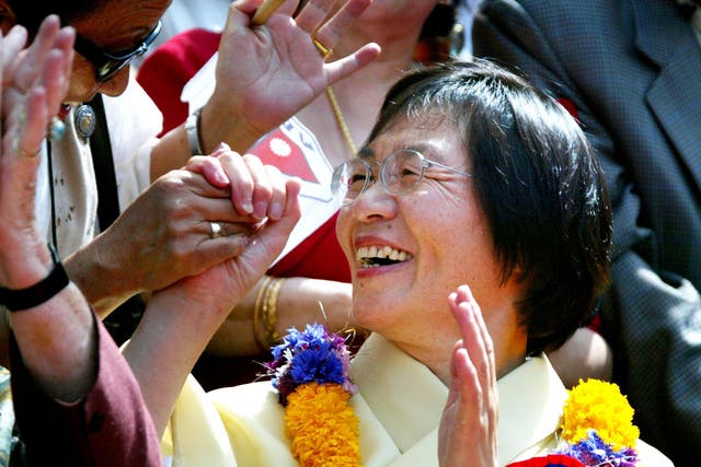 Junko Tabei, pictured in 2003, became the first woman to scale Everest in 1975