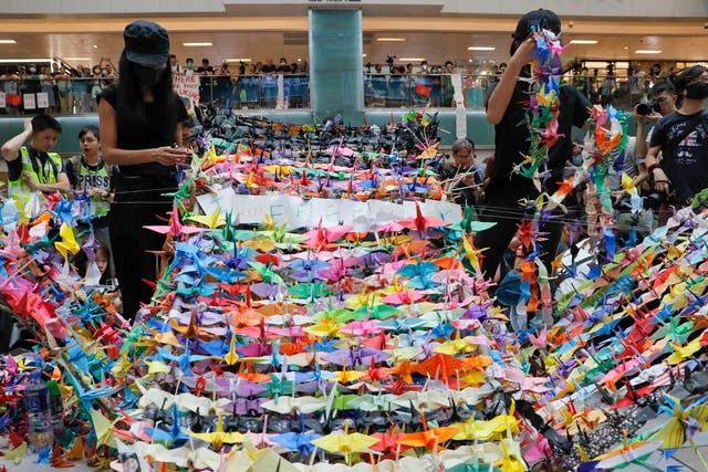 Paper origami cranes are the latest mark of defiance from pro-democracy groups in Hong Kong