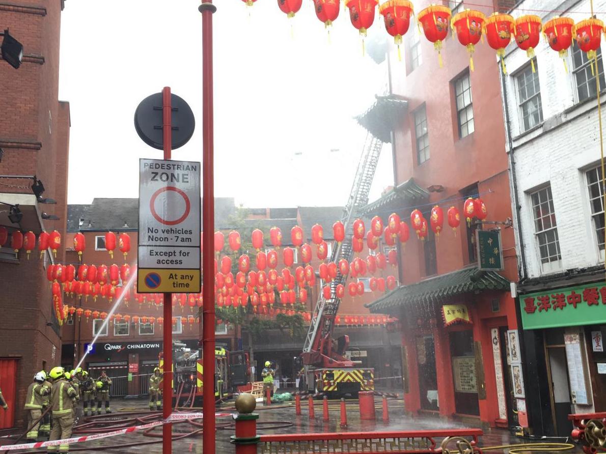 Twelve fire engines attended the scene in Gerrard Place, Chinatown
