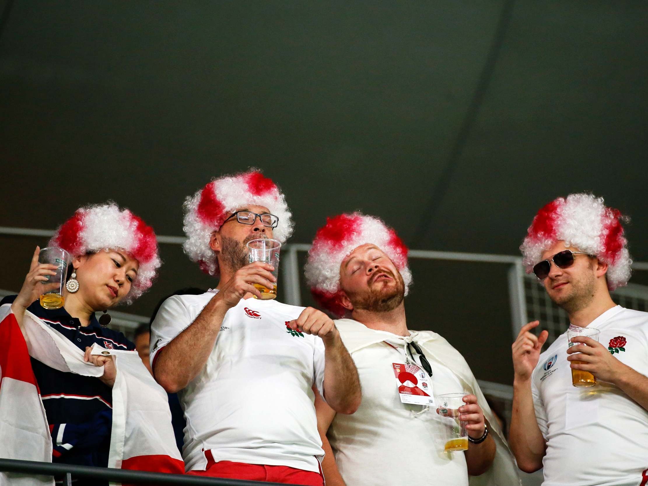 England rugby fans during the Rugby World Cup match