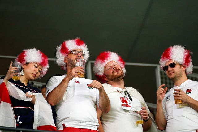 England rugby fans during the Rugby World Cup match