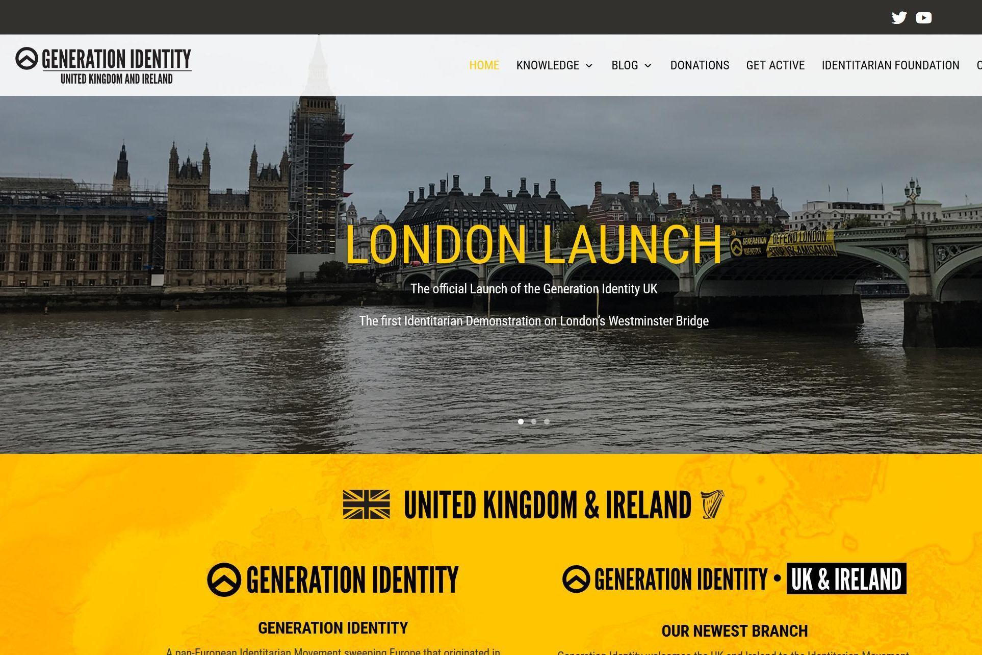Generation Identity UK’s official website remains online