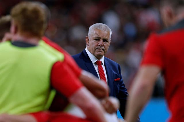 Wales' head coach Warren Gatland looks on
