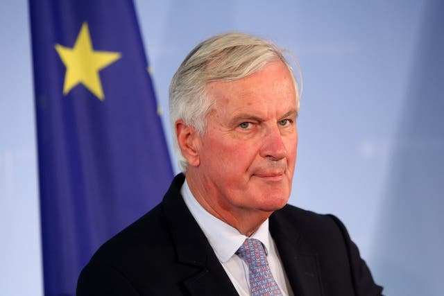 EU chief Brexit negotiator Michel Barnier speaks during a press conference in the German federal foreign ministry in Berlin