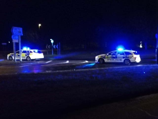 The scene in Littlehampton, Sussex, where two police officers were hit by a fast-moving Mercedes Benz in a "deliberate act" early on Monday