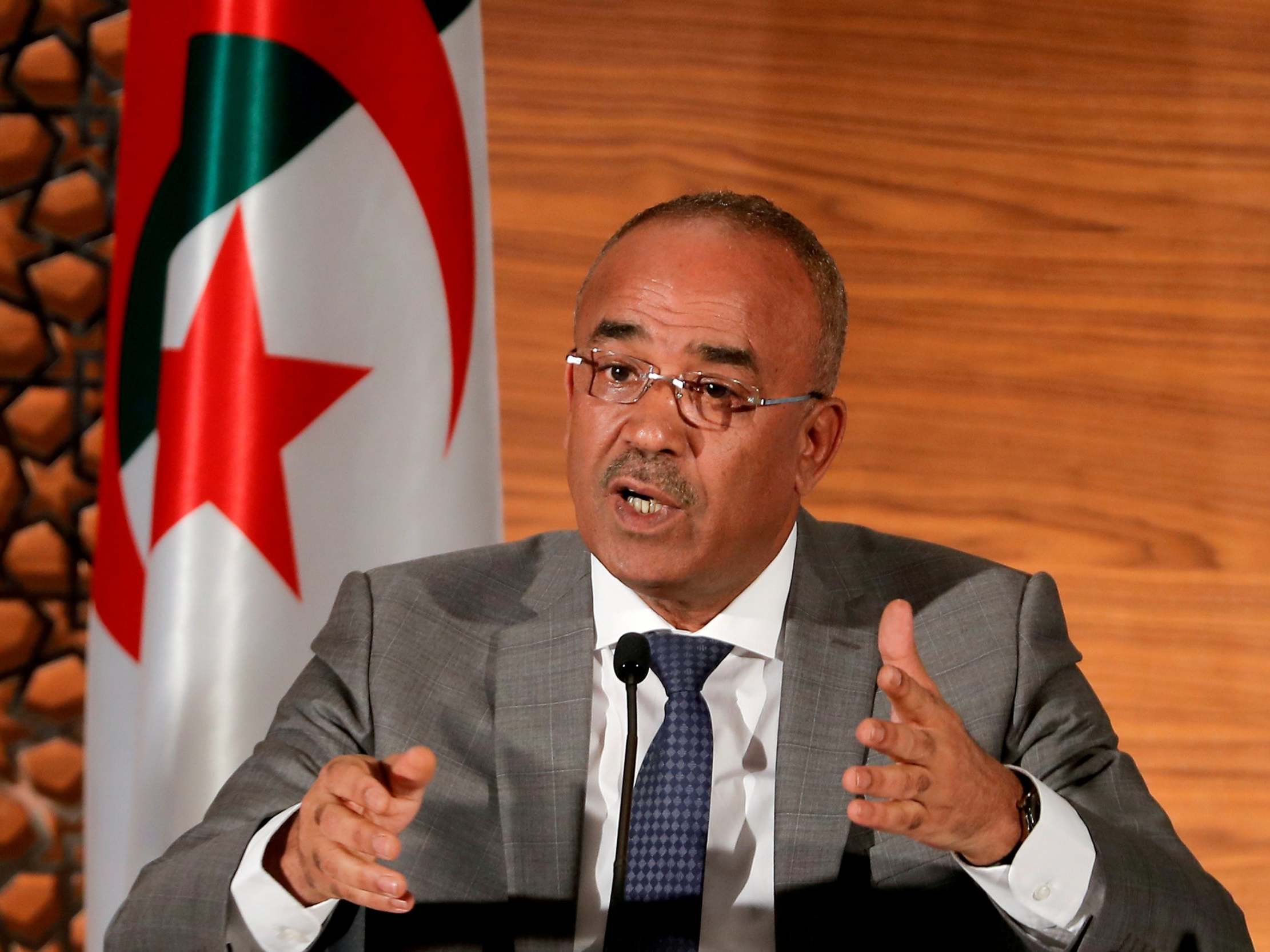Algeria's prime minister Noureddine Bedoui (pictured) has ordered an investigation after a fatal fire broke out in a maternity ward