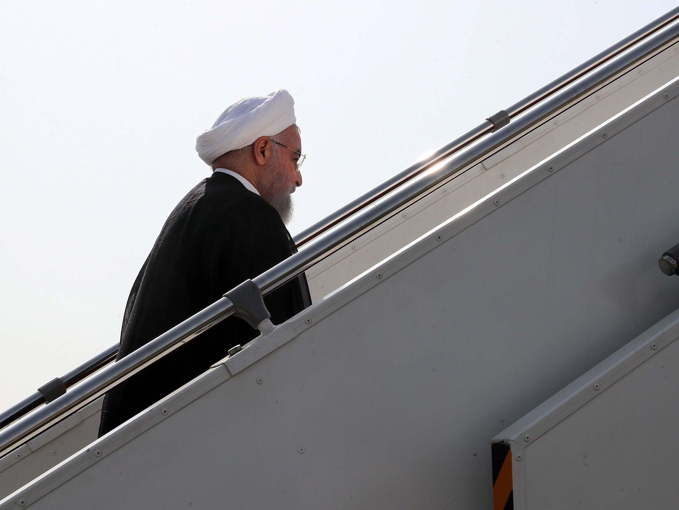 Iranian president Hassan Rouhani boards a plane bound for New York and the UN General Assembly session